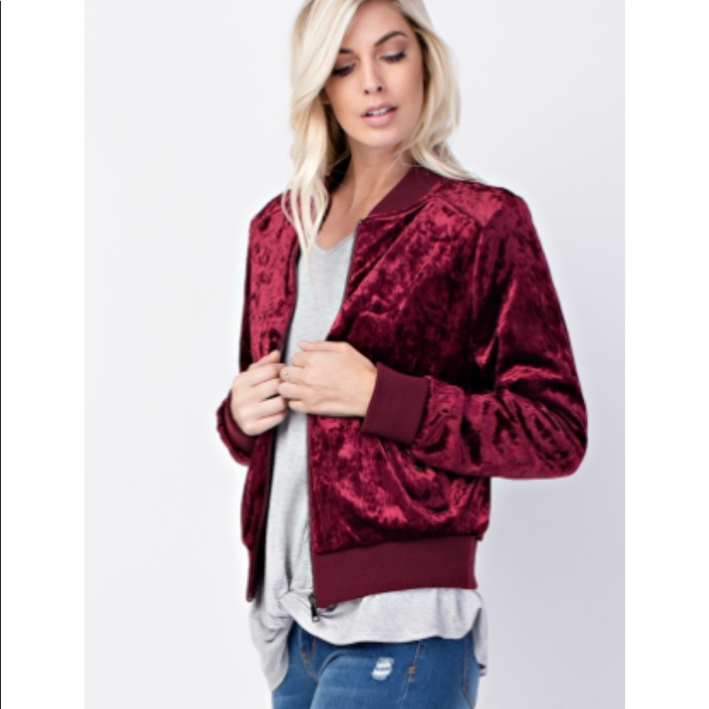 π΅2x HPπ΅ Velvet Wine Bomber Jacket - Picture 2 of 4